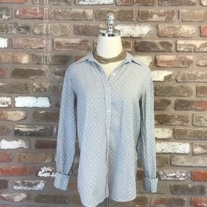 BANANA REPUBLIC Soft Wash Stripe Square Dots Button Down Blouse Top M